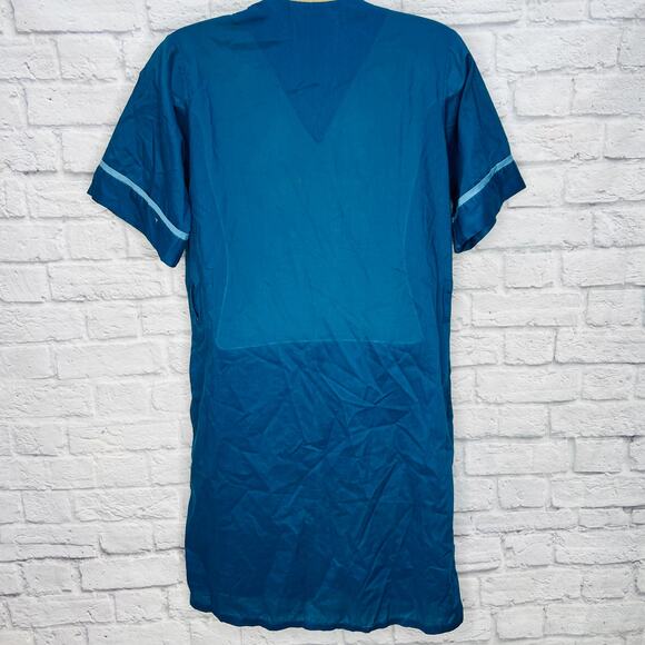 Vintage Shave Coat By Weldon Dark Blue Size S Permanent Press 50s 60s Robe - Picture 4 of 5